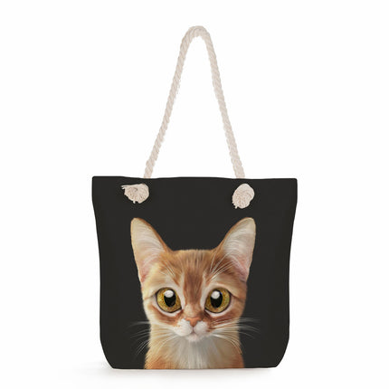 Cross-border Cute Cat Printed Shoulder Bag Simple Portable Storage Beach Bag Fashionable All-match Handbag