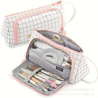 Twill triangle pencil bag [white plaid]