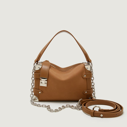 Chanel Style Chain Hand Bag 2024 Retro Square Soft Box Bag Genuine Leather Pillow Bag Shoulder Crossbody Women's Bag