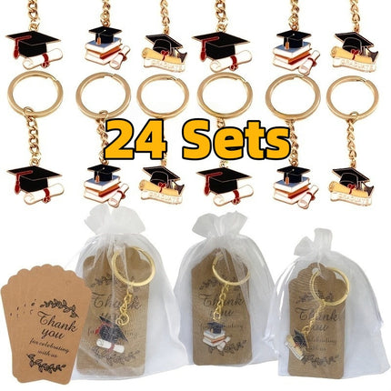 Cross-Border Fashion New Doctor's Hat Graduation Season Keychain Hanging Set Decoration Creative Alloy Oil Dripping Graduation Gift