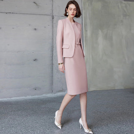 AD Unique Beautiful Small Suit Autumn 2024 New Formal Occasion Professional Suit Dress Collarless Suit Jacket OL