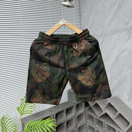 Summer New Fashion Printed Tiger Head Graffiti Shorts Men's Straight Trendy Couple's Shorts Versatile Beach Shorts