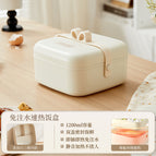 【no water injection required 150w】ceramic glazed die-cast aluminum liner electric lunch box - three compartments / [discounts available in bulk quantities]