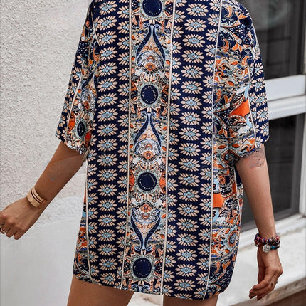 2025 Cross-Border European and American Amazon Women's Bohemian Style 2-Piece Set Tropical Front-Opening Kimono Shirt and