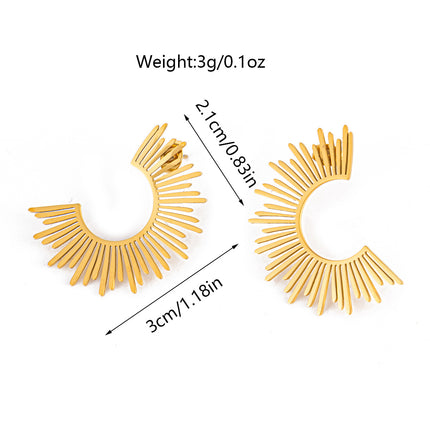 European and American fashion jewelry cross-border foreign trade INS wind gold-plated stainless steel fan-shaped exaggerated personality earrings women wholesale