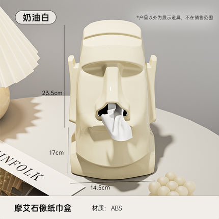 Desktop Tissue Box with High Aesthetic Appeal for Home Use, Stone-Like Bathroom Toilet Paper Holder with Built-In Spring, Large Capacity Tissue Box for Living Room