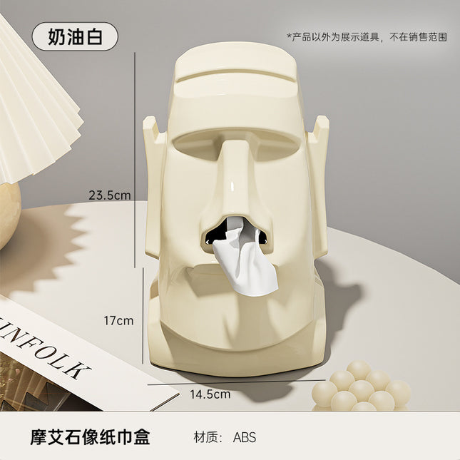 Desktop Tissue Box with High Aesthetic Appeal for Home Use, Stone-Like Bathroom Toilet Paper Holder with Built-In Spring, Large Capacity Tissue Box for Living Room