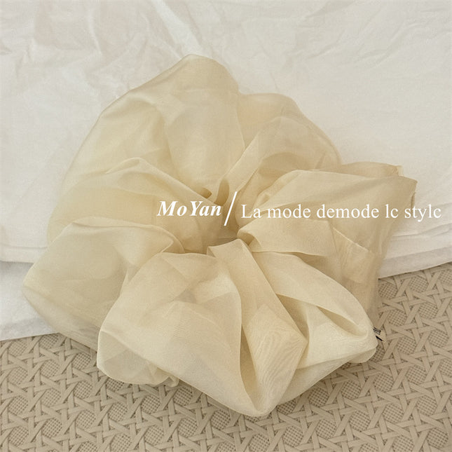 New Versatile Lightweight Gauze Scrunchie Ponytail Holder for Women, Simple Solid Color Hair Tie, Elegant Korean Style