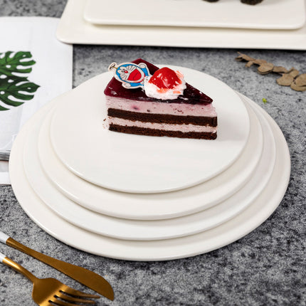 Ceramic Cake Plate Pure White Square Plate Dessert Display Dish Baking Tableware Buffet Round Swing Plate Long Square Plate