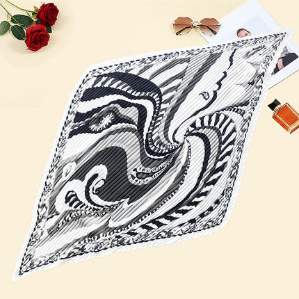 New wrinkled small square scarf female Korean imitation silk printed wrinkled small scarf Joker scarf decorative scarf wholesale