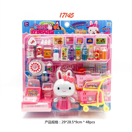One-word pink rabbit kitchen refrigerator cake dessert shop girl simulation play house toys wholesale mini notebook
