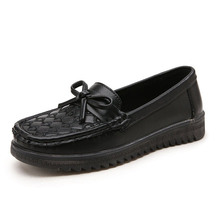 Mom's Shoes for Spring and Autumn, Non-Slip Soft-Soled Flats, 2026 New Style for Middle-Aged and Elderly Women, Comfortable and Not Tiring for the Feet, Middle-Aged Leather Shoes