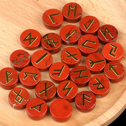 Natural Crystal Agate Rune Letters 25 Pieces Per Pack Disc Set Scandinavian Germanic Stone Jewelry