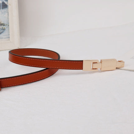 Women's Thin Black Leather Belt, Simple Versatile Waist-Cinching Decorative Belt for Dresses, Pants, and Coats, New Style