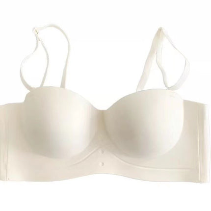 Half-Cup Seamless Strapless Bra with Beautiful Back, Wireless Push-Up Bandeau, Adjustable Sexy Bra with Detachable Shoulder Straps for Women