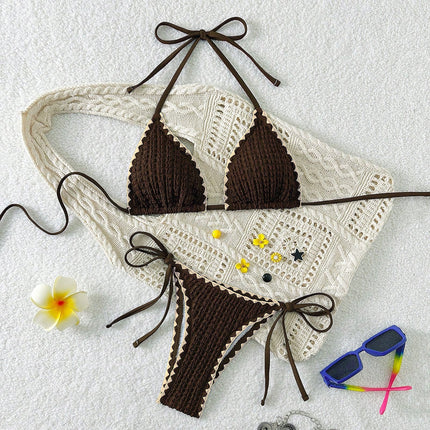 European and American Sexy Bikini Triangle Cup Lace-Up Split Swimsuit Vacation Hot Spring Bikini Amazon Swimsuit