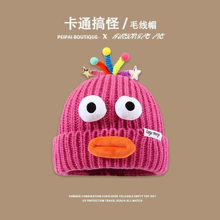 Big Eyes Sausage Mouth Party Funny Wool Hat for Men and Women Cute Color Retractable Tentacles Cute Knitted Hat