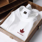 Ice silk short sleeve white small red leaf / M (40.00 kg-50.00 kg can wear)