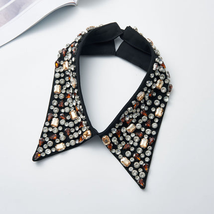 Spring and Autumn Versatile Pointed Collar with Rhinestones, Women's Shirt Sweater Decoration, Elegant Fake Collar, Cross-Border Wholesale