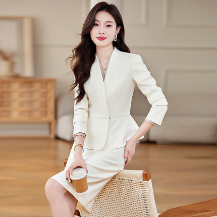High-End Gray Professional Suit Suit for Women Autumn and Winter 2025 New Hotel Front Desk Jewelry Store Beauty Salon Work Clothes
