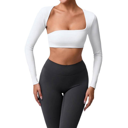 2025 Brushed Shawl Long-Sleeved Yoga Wear for Women Outdoor Running Sports Vest T-Shirt Fitness Quick-Drying Top