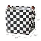 [cotton and linen waterproof/large capacity/foldable] / Square [black and white chess grid] 33*33*33cm