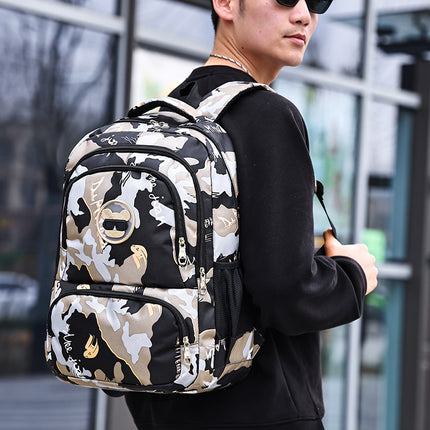 Camouflage Backpack, Junior High School Student School Bag, Lightweight, Simple, Wear-Resistant, Same Style for Men and Women, Large-Capacity Backpack