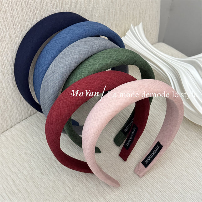 Vintage Versatile High-End Soft Fabric Headband Simple Elegant High Crown Sponge Headband Outdoor Hair Clip