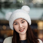 Color block double ball (white) / Free size