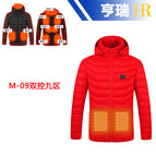 Red dual-control nine-zone intelligent heating cotton clothing / S