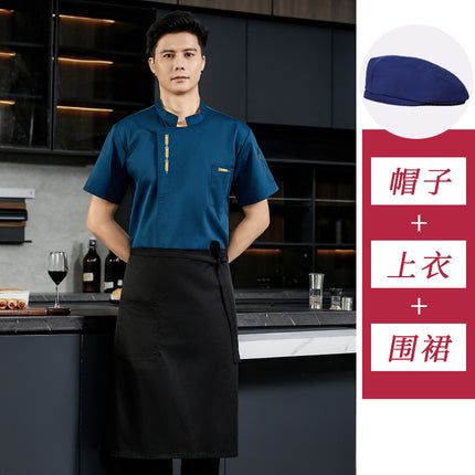 Chef overalls short sleeve summer restaurant canteen kitchen baking cake shop chef clothing manufacturers wholesale