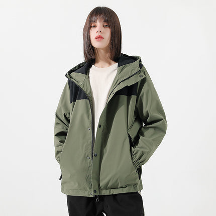 2024 Spring and Summer Outdoor Zipper Jacket Coat Unisex Loosen Sports Mountain Windproof Hooded Jacket