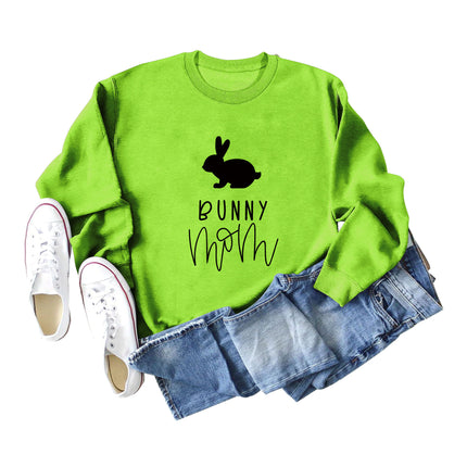 Amazon Cross-Border Export European and American Fashion Bunny Mom Fun Casual Women's Loose Long-Sleeved Round Neck Sweatshirt