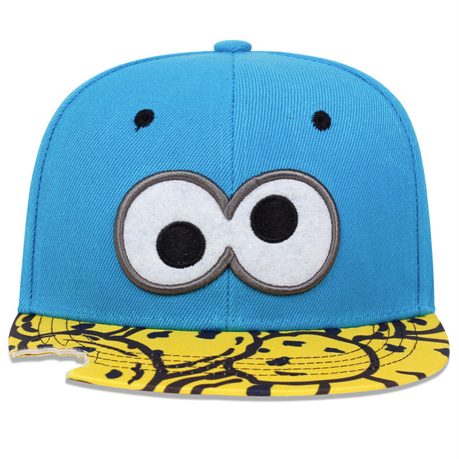 Cross-Border Foreign Trade New Adult Hat Embroidered Eyes Flat Brim Hip-Hop Baseball Cap Outdoor Sun Protection Peaked Cap