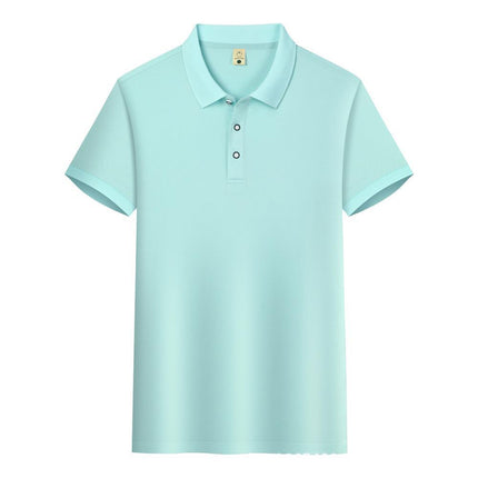 High-Quality Ice Silk Short-Sleeved Polo Shirt with Custom Printed Logo, Summer Breathable Lapel Quick-Drying Work Clothes, Work Clothes Printing