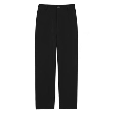 Black Loose Versatile Wide-Leg Straight Suit Pants for Women, Summer Thin High-Waisted Slimming Casual Professional Floor-Length Trousers