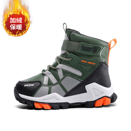 Girls' fleece-lined Thickened Northeast Snow Boots Winter New Mid-Large Children's Long Non-Slip Cold-Proof Large Cotton Shoes Boys Boots