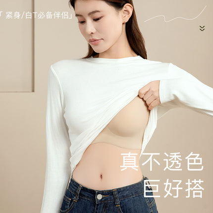 New Seamless Liquid Foundation Semi-Fixed Cup Push-Up Type Lifting Support Bra with Wide Shoulder Straps for Women