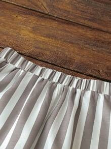Cross-border independent station ladies casual striped trousers with decorative buttons and split design
