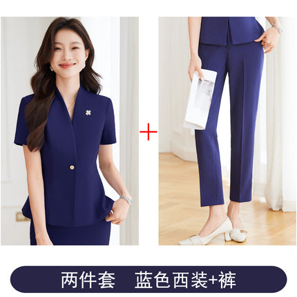 High-end Suit suit Women's Summer Thin Temperament Beauty Salon Front Desk Tooling Jacket Light Medical Beauty Jewelry Store Work Clothes