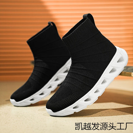 sneaker men's high-top socks cross-border plus size high elastic woven mesh shoes men's shoes sneakers