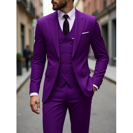 Foreign Trade Cross-Border Youth Slim-Fit Suit Set Men's Suit Three-Piece Set Wedding Dress Groomsmen