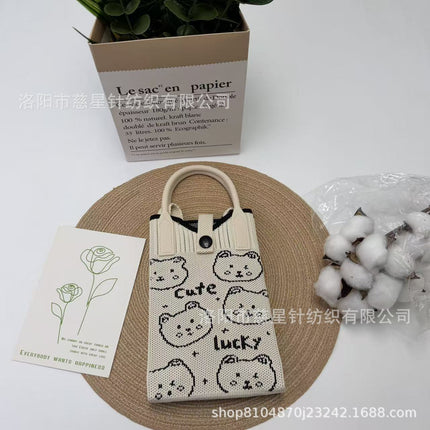 Girl's Heart-Shaped Knitted Crossbody Bag