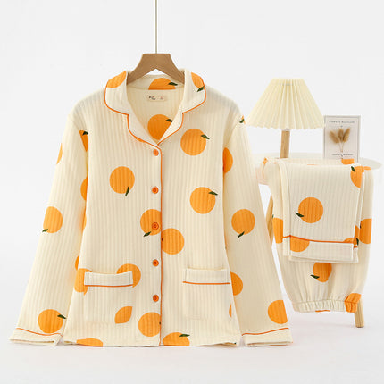Factory high quality Autumn and Winter Air Cotton Pajamas Women's Warm Three-Layer Quilted Long-Sleeved Outwear suit