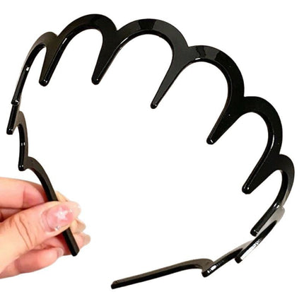 High Elastic Toothed Wave Hair Band Women's 2024 New Style Broken Hair Finishing High Cranial Top Head Band Summer Face Washing Special Hair Stamp