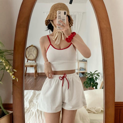 Korean Style New Split Swimsuit Women's Solid Color Towel Material Sling Sporty Fashionable Flat Angle Hot Spring Holiday Swimsuit