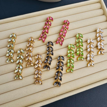 Oscar European and American Style Retro Gold-Plated Long Tassel Crystal Earrings Feminine Fashion High-End S925 Silver Needle