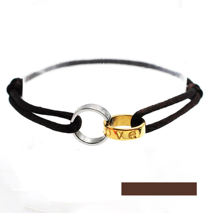 Cross-border supply Foreign Trade hand-woven couple stainless steel bracelet love double ring bracelet adjustable bracelet