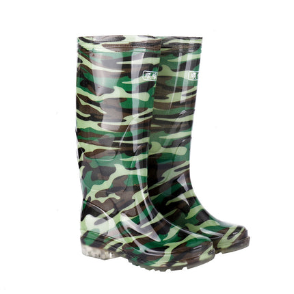 Rain Boots, Labor Protection Rain Shoes, Men's High-Top Non-Slip Kitchen Long-Tube Water Shoes, Camouflage Thickened Velvet, Cold-Proof, Durable and Waterproof