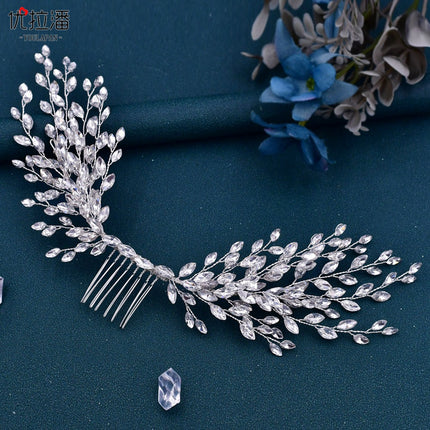 Youlapan European and American Style Silver Shiny Hair Accessories Handmade Rhinestone Hair Comb Chinese Style Banquet Dress Headpiece Wholesale Hp276